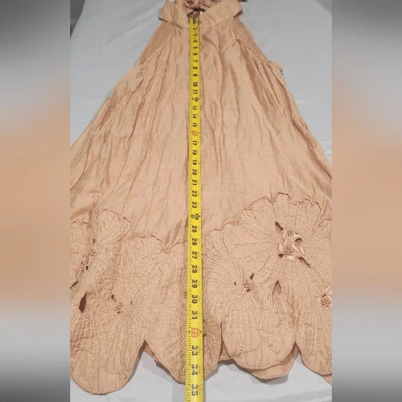 ANTHROPOLOGIE FLORAL CUTWORK HALTER DRESS. - Picture 5 of 8